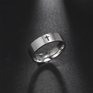 EUEAVAN Hip Hop croix Couple anneaux femmes hommes en acier inoxydable 6mm/8mm religieux chrétien bague Punk fête bijoux cadeaux