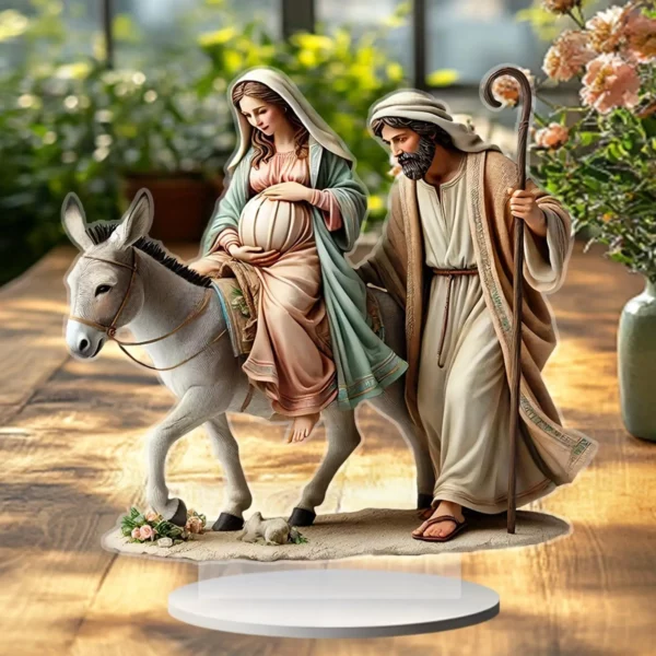 Statue de la Nativité de Jésus traditionnelle, léger, multifonctionnel, JO plat, acrylique, ornement pour cadeaux, amis, bureau, famille, brittop – Image 8
