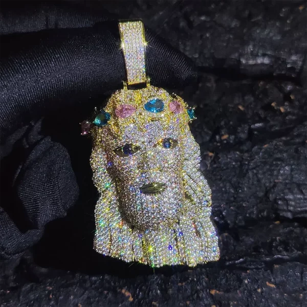 Pendentif de Jésus en diamant glacé de style hip-hop Bling, bijoux plaqués or et argent, pendentif de foi religieuse et chrétienne, cadeau – Image 12