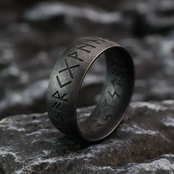 Bague nordique Viking Odin Rune Simple en acier titane, bague polyvalente pour hommes, tendance européenne et américaine – Image 5