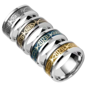 Bague en acier inoxydable 316 L avec lettre de jésus, pour hommes et femmes, cadeau, bijoux de sérénité, croix de la Bible masculine