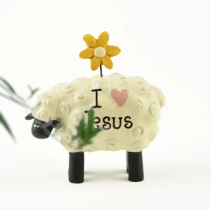 J'aime jésus le seigneur est mon berger mignon petit mouton sur Table résine décoration salon décoration de la maison cadeau d'anniversaire