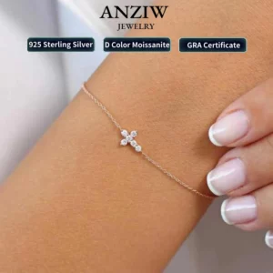 Anziw – Bracelet croisé en argent Sterling 925, certifié 2.5mm, couleur D, Moissanite, pour femmes et hommes, bijoux, chaîne réglable, cadeau