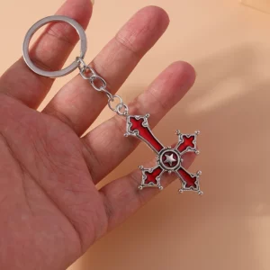 Aihua-Porte-clés croix inversée pour hommes et femmes, pentagramme Steampunk vintage, porte-clés de voiture, croix gothique SAFLucifer