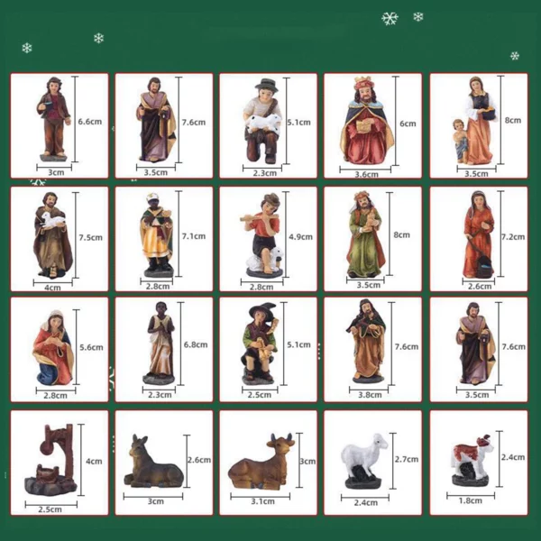 Ensemble de figurines de scène de la Nativité de Noël, artisanat d'ornement de crèche de Jésus, décorations brittop, figurines en résine, 20 pièces – Image 5