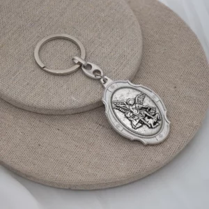 Porte-clés Saint Saint Michael, mousqueton inspirant, médaille, Protection pour voyageurs, Durable, Protection croisée démon, K1746, 1 pièce