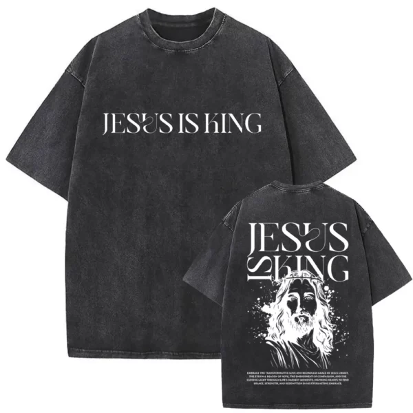 Série religieuse chrétienne jésus Vintage lavé T-shirt hommes femmes gothique Rock surdimensionné à manches courtes t-shirts Hip Hop Streetwear – Image 66