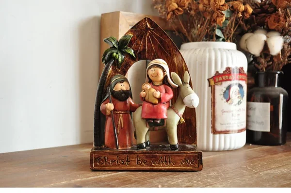 Christ Be With Me Country Retro Matkey Riding Cranger Group Ornements de scène de la naissance du Christ, Cadeaux de Noël, Décorations de Noël – Image 2