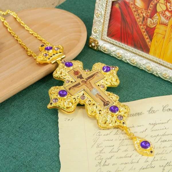Croix orthodoxe jésus pendentif en alliage de Zinc collier prêtre seins croix baptême culte mariage funéraire jésus orthodoxe – Image 17