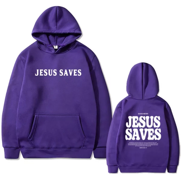 Sweat à capuche imprimé verset de la Bible pour hommes, pull chrétien, bonne nouvelle, Jésus sauve pour Dieu si aimé, streetwear masculin, sourire décontracté, mode – Image 12
