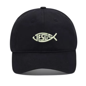 Lyprerazy-Casquette de baseball brodée unisexe, chapeau réglable, coton lavé, Jésus, poisson chrétien
