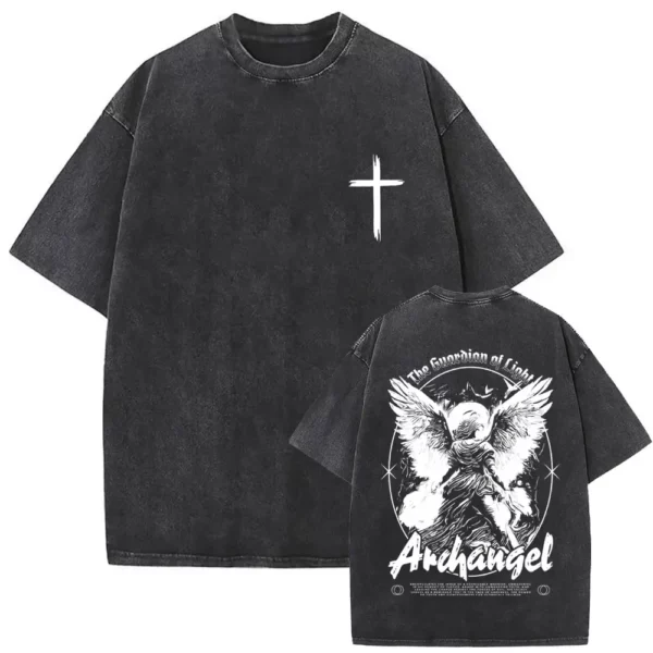 T-shirt délavé Vintage pour hommes et femmes, style religieux chrétien, jésus pardonne le père, gothique Rock, surdimensionné, Streetwear – Image 26