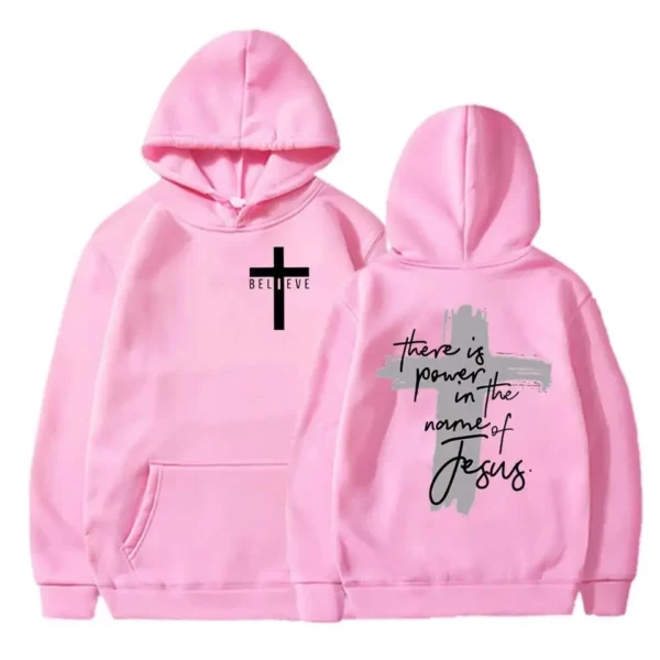 Il y a du pouvoir dans le nom de Jésus sweat à capuche graphique unisexe croix foi sweats femmes/hommes foi chrétienne essentiel sweats à capuche – Image 11