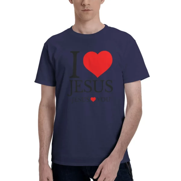J'aime le jésus jésus vous aimez T-Shirt christien Couple Y2K basique 100% coton T-Shirts été O cou T-Shirts pas cher surdimensionné hauts – Image 10