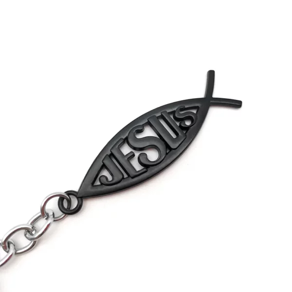 Porte-clés de voiture universel en métal, pendentif avec logo de poisson de Jésus, Toyota, Audi, KIA, Honda, Mercedes Benz, Chevrolet, Jeep – Image 4