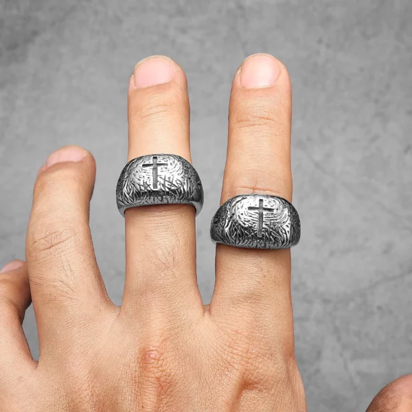 Bagues Vintage en acier inoxydable pour hommes et femmes, amulette de croix chrétienne, bijoux Punk Rock Cool, accessoires de mode, cadeau, vente en gros – Image 10