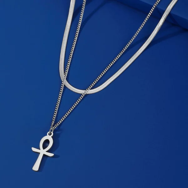 Lucktune Ankh croix amulette égyptienne collier en acier inoxydable clé de la vie symbole Crucifix pendentif collier femmes Religion bijoux – Image 30
