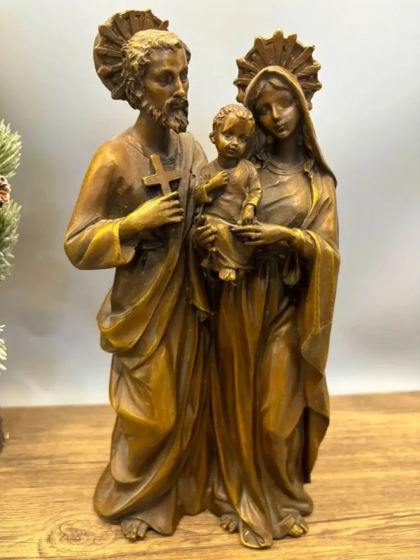 Christianisme catholicisme chrétien bronze sculpture statue religieuse sainte famille cuivre Madonna Mary cuivre jésus statue – Image 5