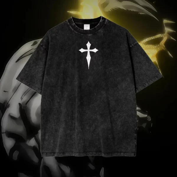 T-shirt Vintage homme Jojo's Bizarre Adventure jésus lavé coton T-shirt été Harajuku Streetwear hommes haut pour femme vêtements – Image 2
