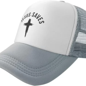 Casquette de baseball en maille pour hommes et femmes, chapeau de camionneur, Snapback noir, drôle, Jésus sauve la croix, dieu chrétien, foi, américains