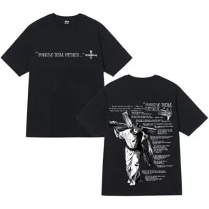 Père Bible jésus pardonne eux graphique T-shirt hommes vêtements coton décontracté surdimensionné haute qualité T-shirt Streetwear T-shirt ample