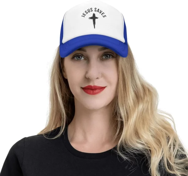 Casquette de baseball en maille pour hommes et femmes, chapeau de camionneur, Snapback noir, drôle, Jésus sauve la croix, dieu chrétien, foi, américains – Image 33