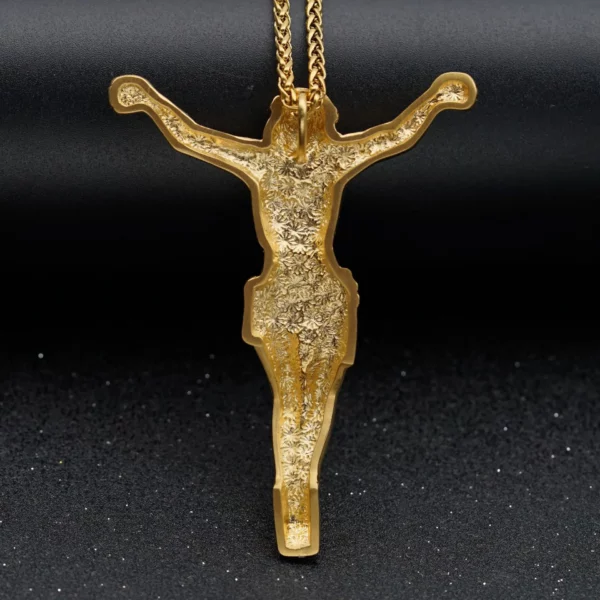 Collier croix de jésus religieux pour hommes, pendentif croix couleur or avec strass, bijoux cadeaux pour hommes, nouvelle collection – Image 2