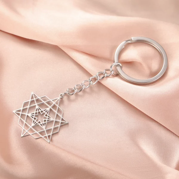 Dreamtimes-Porte-Clés Hexagramme Symdains en Acier Inoxydable, Pendentif Géométrique Juive, Étoile de FC, Cadeau Bijoux pour Femme et Homme – Image 3