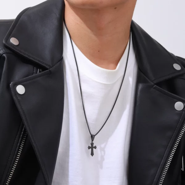 Collier pendentif croix pour hommes et femmes, colliers en acier inoxydable, colliers chics, cadeaux de bijoux classiques chrétiens, 50 cm, 55 cm, 60cm – Image 14