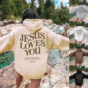 Jésus vous aime sweat à capuche graphique surdimensionné femmes Hip Hop Vintage sweats à capuche hauts pullover pour les femmes haut esthétique à la mode