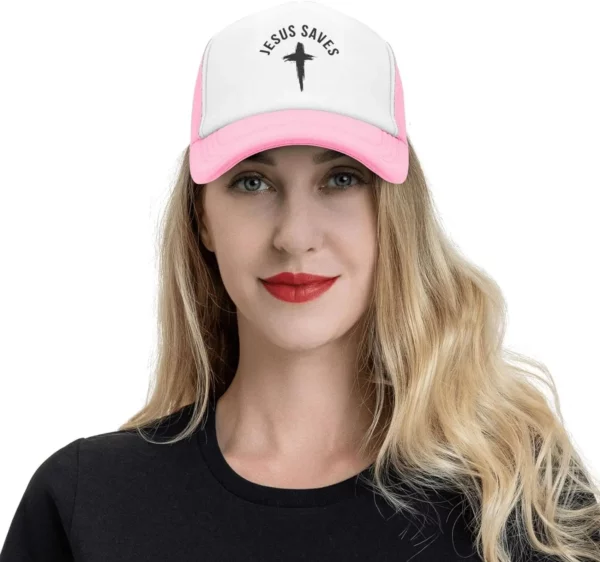 Casquette de baseball en maille pour hommes et femmes, chapeau de camionneur, Snapback noir, drôle, Jésus sauve la croix, dieu chrétien, foi, américains – Image 25