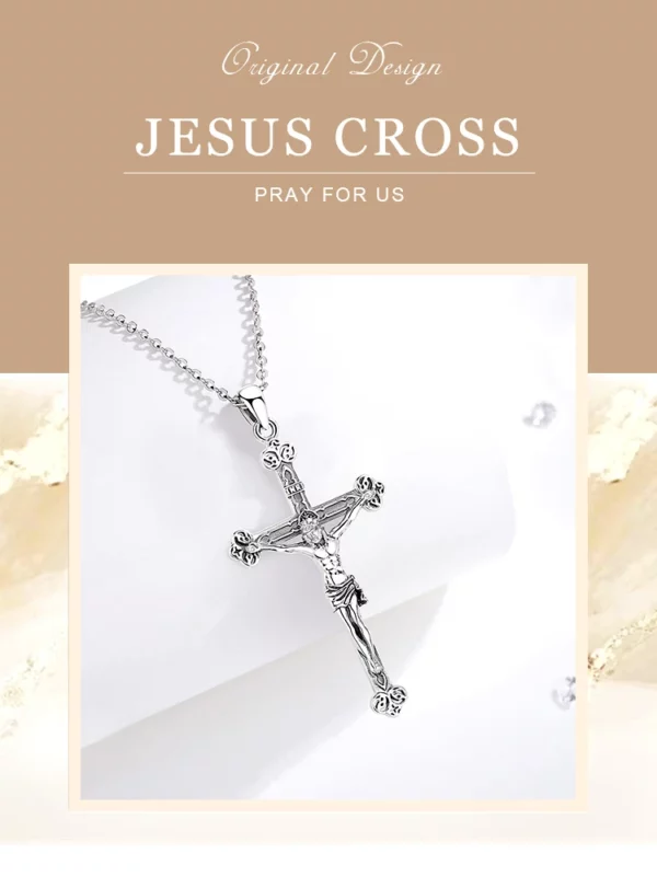 Eudora nouveau 925 en argent Sterling Crucifix croix collier jésus amulette pendentif religieux hommes femmes bijoux personnalité cadeaux – Image 11