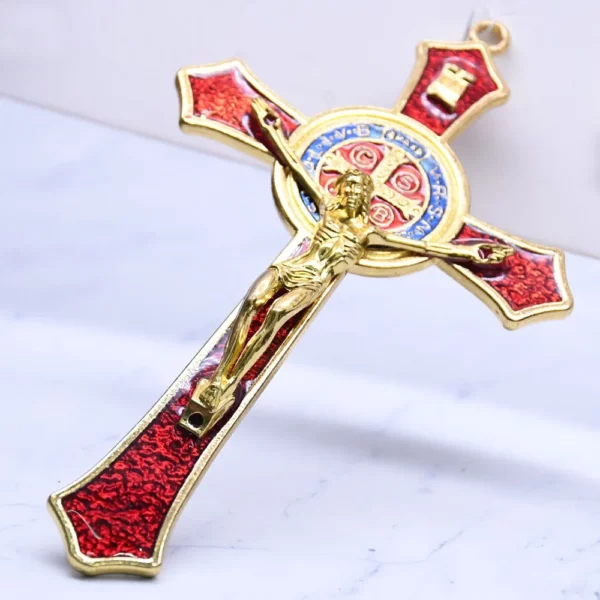 Pendentif croix de Saint benoît, 12x7cm, jésus-Christ, Religion, prière, fournitures de décoration – Image 16
