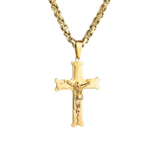 Collier avec Pendentif Religieux en Croix de Jésus pour Homme, Bijou en Or, en Acier Inoxydable, Byzantin, Jonina, Ifix, Cadeau, 2025