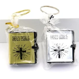 Mini porte-clés Sainte Bible, papier véritable, peut lire, religieux, chrétien, croix, porte-clés, porte-clés de voiture, cadeau de mode