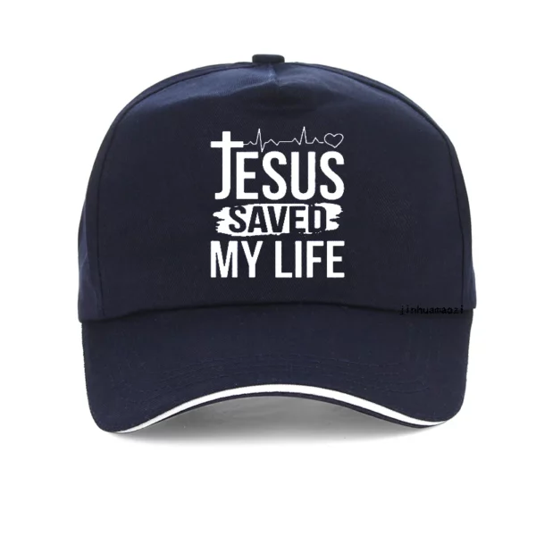 Chapeau d'été imprimé jésus sauvé ma vie casquette de baseball j'appartiens à jésus casquettes hommes coton Christ Religion fe chrétienne chapeaux – Image 3