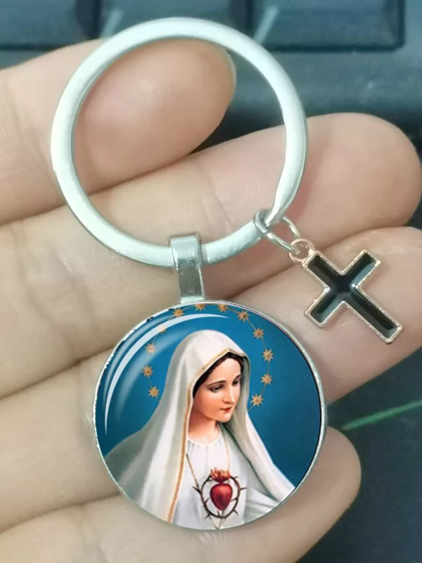 Vierge Marie, Mère des Bébés, Porte-clés, Jésus Christ, Pendentif Chrétien, Religion Catholique, Bijoux en Verre, Cadeau pour Homme et Femme – Image 19