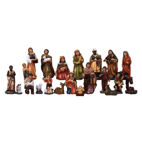 Ensemble de figurines de scène de la Nativité de Noël, artisanat d'ornement de crèche de Jésus, décorations brittop, figurines en résine, 20 pièces – Image 13