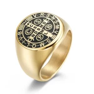 Bague d'exorcisme Vintage pour hommes, anneau de Protection en titane et acier avec croix de jésus pour hommes, bijoux de prière porte-bonheur