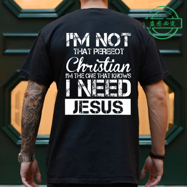 Jésus Christ dos impression pour hommes T-Shirt mode graphique hauts cadeau pour chrétien jésus Streetwear hommes surdimensionné Y2k vêtements – Image 28