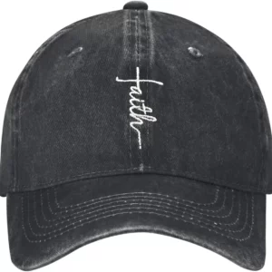 Casquette de baseball brodée Walk with Jesus, chapeau chrétien vintage réglable en coton lavé pour hommes et femmes, noir