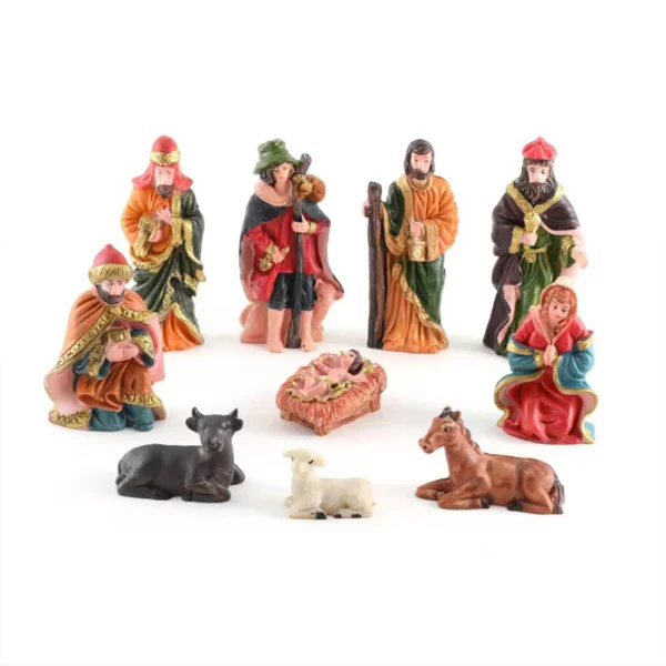 Ensemble de Figurines de la nativité du Christ, 10 pièces, décoration de scène de la nativité de noël, ornement, cadeaux artisanaux – Image 5