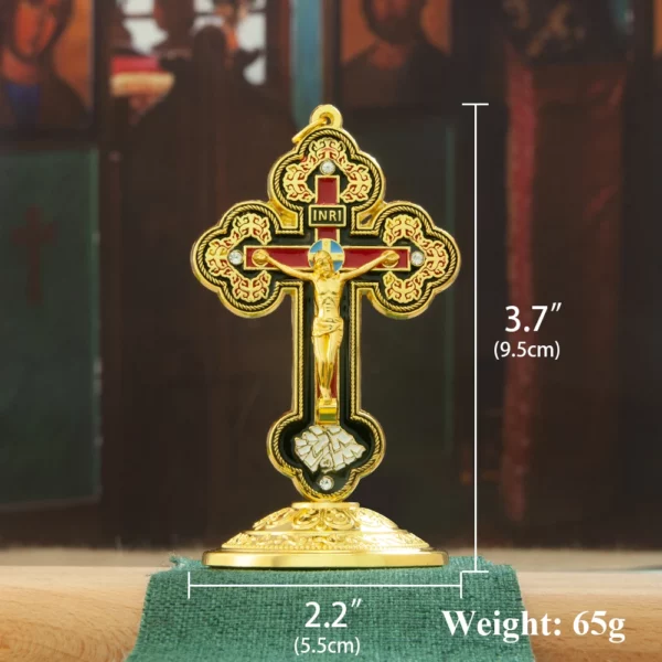Statue de Jésus Nina ifix, croix de table de voiture plaquée or, artisanat religieux en métal, cadeau de prière pour la maison, naissance – Image 9
