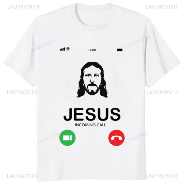 Moshi Moshi Jesus Desu T-shirt à manches courtes pour hommes, T-shirt drôle, Économie respirants, Économie décontractés à motifs en Y – Image 6