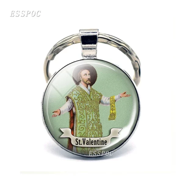 Saint Anthony porte-clés Saint porte-clés médaille d'amour cadeaux chrétiens Cabochon religieux bijoux religieux porte-clés anneau – Image 16