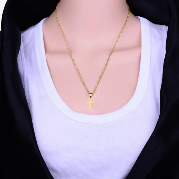 Mode petit pendentif croix de jésus femme or argent couleur foi chrétienne croix collier pour femmes bijoux religieux cadeau 2025 – Image 2