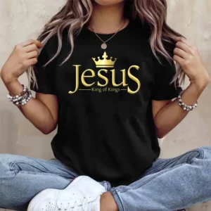 Jésus le roi des rois T-shirts femmes coton T-shirts foi chrétienne esthétique T-shirts 2025 unisexe à manches courtes T-shirts religieux