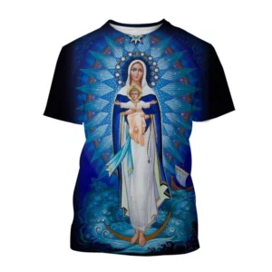 T-shirt imprimé 3D Vierge Marie et Jésus pour hommes et femmes, T-shirt décontracté, Foi, Amour, Manucure, Personnalité, Mode estivale, Nouveau