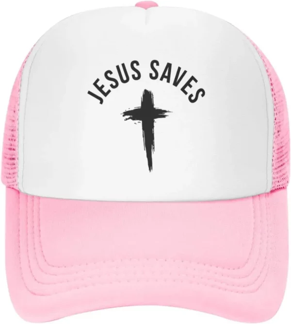 Casquette de baseball en maille pour hommes et femmes, chapeau de camionneur, Snapback noir, drôle, Jésus sauve la croix, dieu chrétien, foi, américains – Image 21
