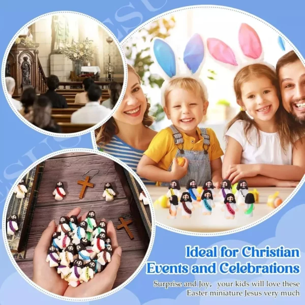 Statues de jésus miniatures en PVC, 10 pièces, ornement de table, figurines religieuses, décoration d'ambiance Festive pour fête de noël et de pâques – Image 6